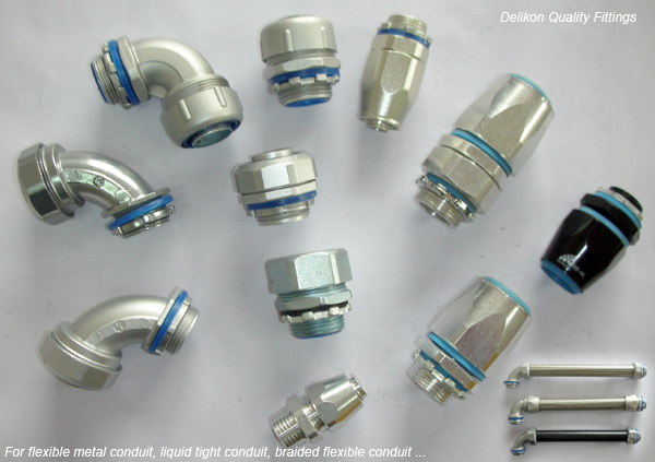 [CN] DELIKON Automation motion control wiring iso metric npt PG thread conduit connector,metric connector DELIKON liquid tight conduit fittings,male female conn
