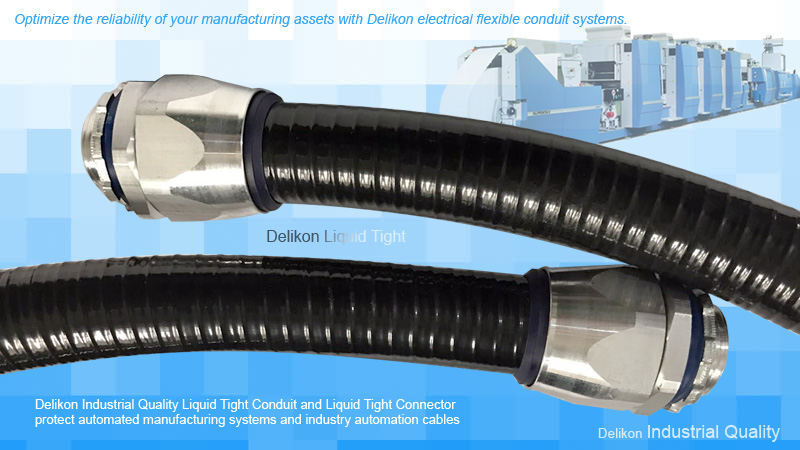 [CN] DELIKON heavy industry automation control wiring coding printing marking equipment wiring aluminum connector InterLocked Liquid Tight Conduit,liquid tight 