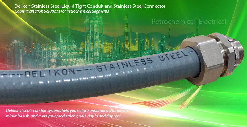 [CN] Petrochemical industry cable protection Delikon Stainless Steel Liquid Tight Conduit Stainless Steel Connector Cable Protection Solutions for Petrochemical